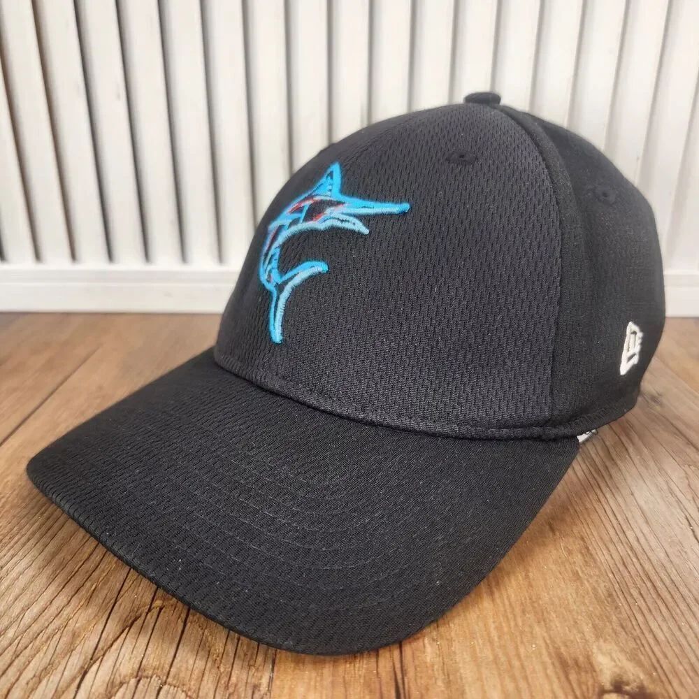 Miami Marlins New Era 9forty Snapback Hat Cap Black Blue Neon Logo MLB Baseball